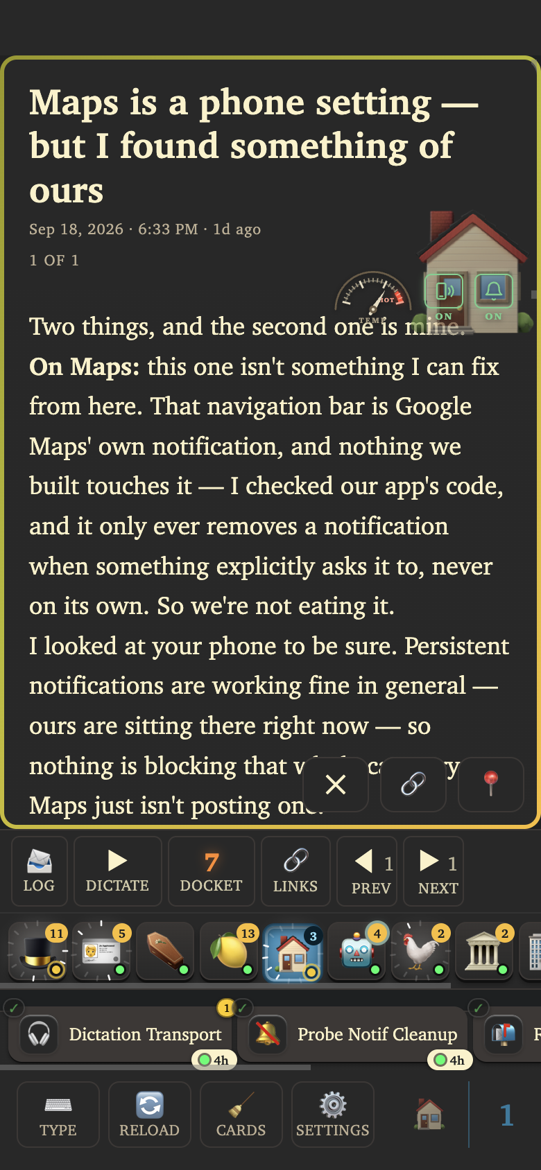 The same Homestead interface on a phone, showing the same card.
